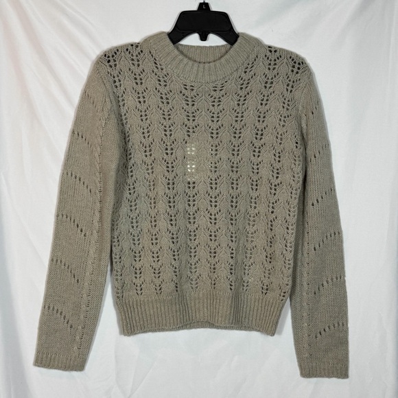 REVOLVE English Factory Eyelet Fuzzy Wool Knit Sweater. Gray. Size Small NWT - Picture 15 of 16